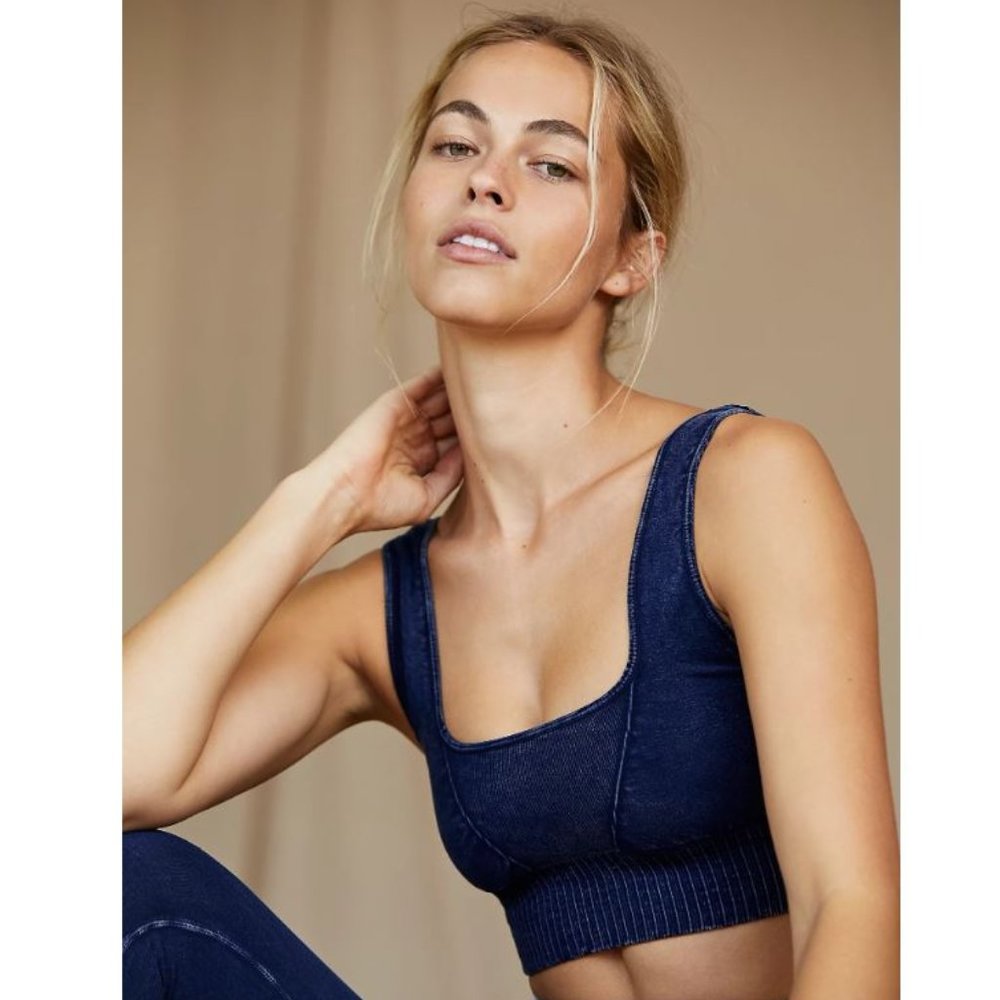 FP Movement Good Karma Square Neck Bra, Navy, XS/S